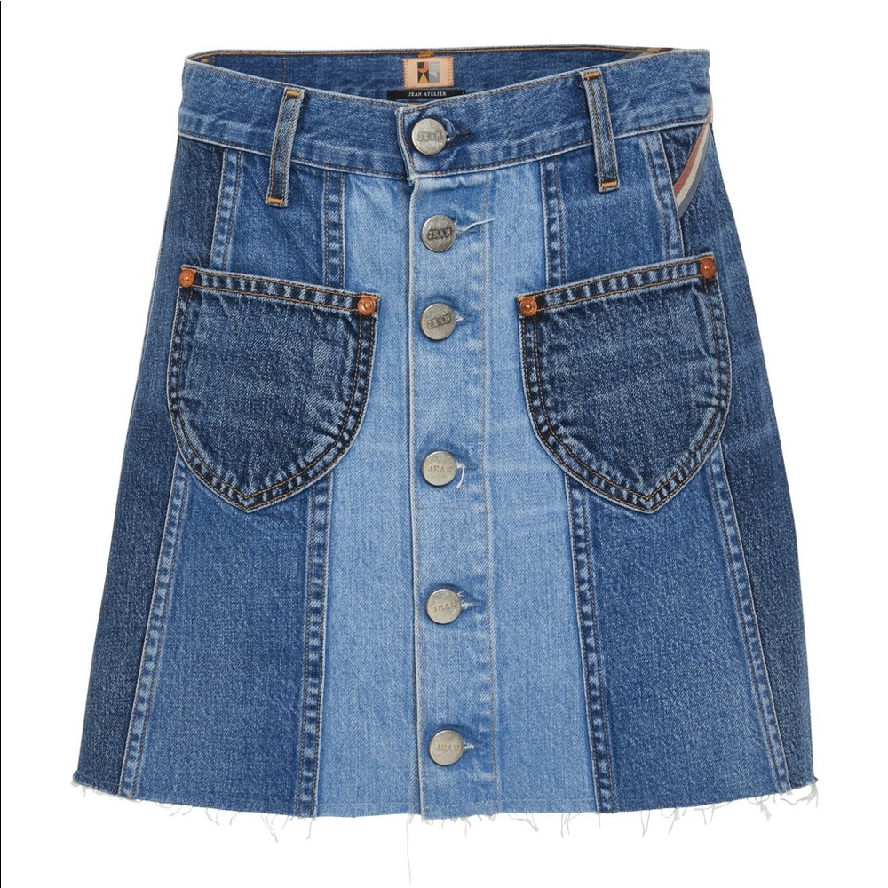 Jean Atelier Mixed Wash Denim Skirt (Size 28)